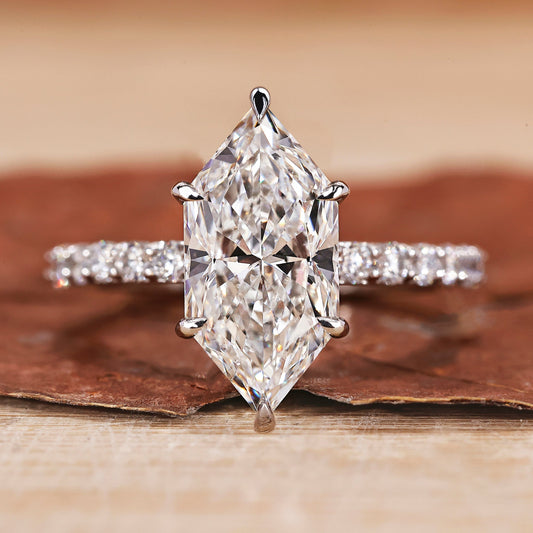 Hidden Halo Diamond Ring - Dutch Marquise Diamond