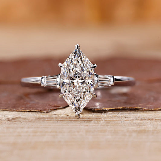 Dutch Marquise Diamond Ring in Three Stone Style