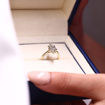 Dutch Marquise Engagement Ring With Hidden Halo Setting