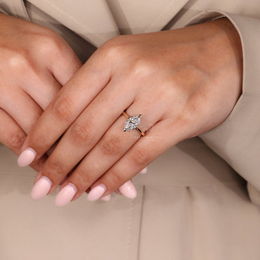 Dutch Marquise Engagement Ring In Hidden Halo Style