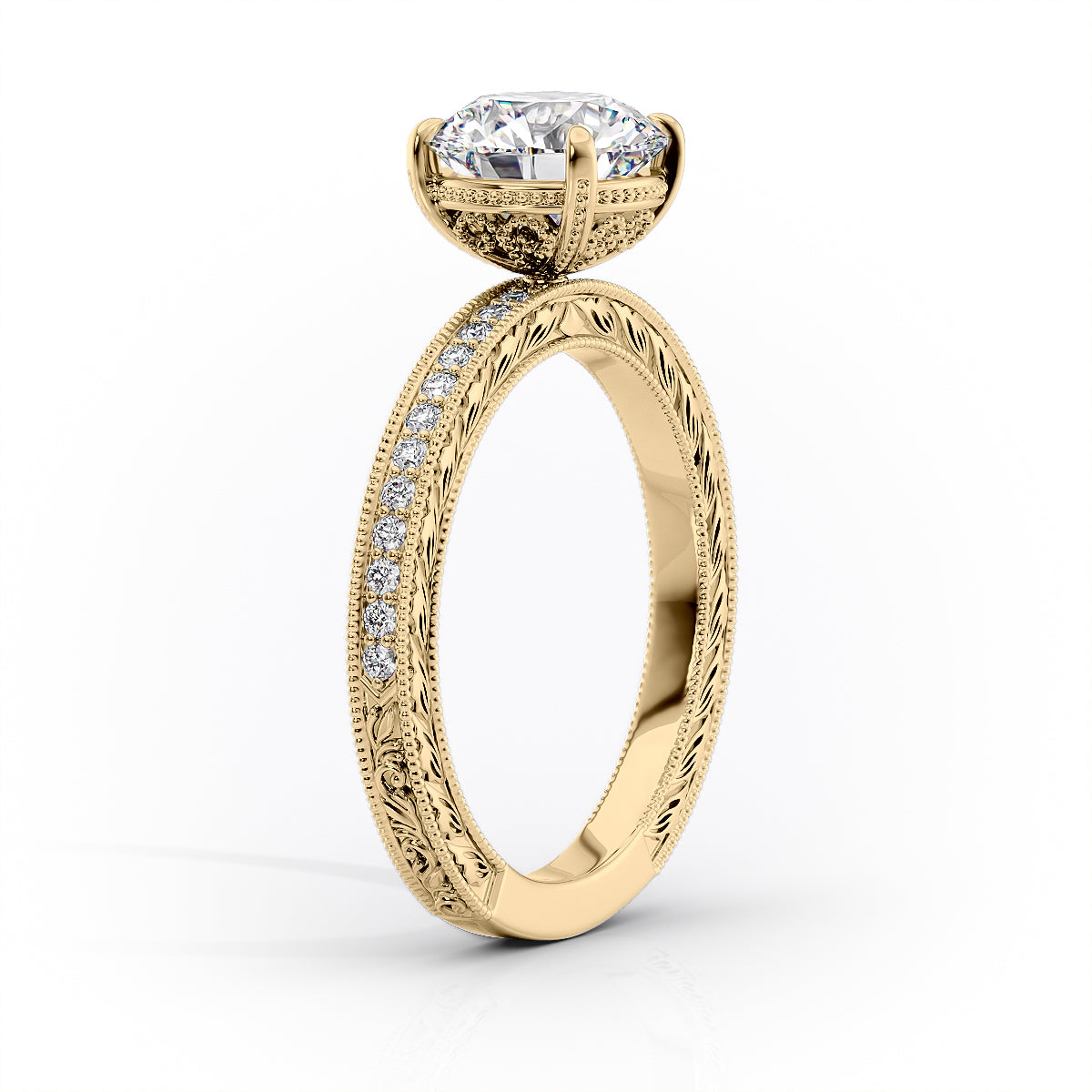 1.50 CT Round Brilliant Cut Vintage Moissanite Diamond Engagement Ring