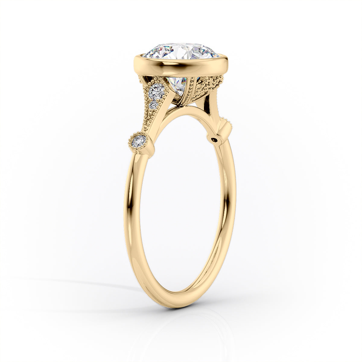 2.0CT Round Cut Bezel Vintage Moissanite Diamond Engagement Ring