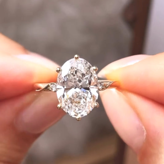 Unique Oval Cut With Round Cluster Moissanite Diamond
