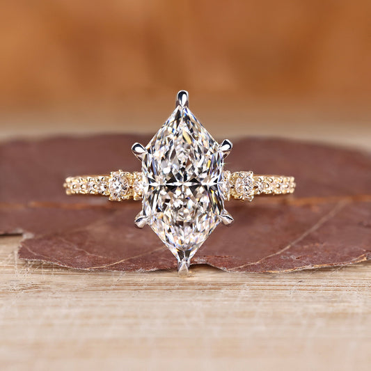 Dutch Marquise Engagement Ring in Hidden Halo Setting
