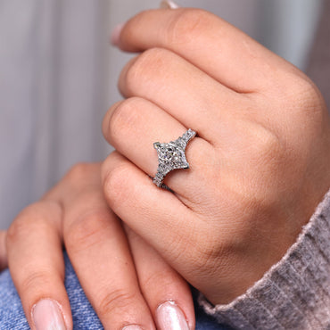 Dutch Marquise Diamond Ring with Trapezoid Side Stones