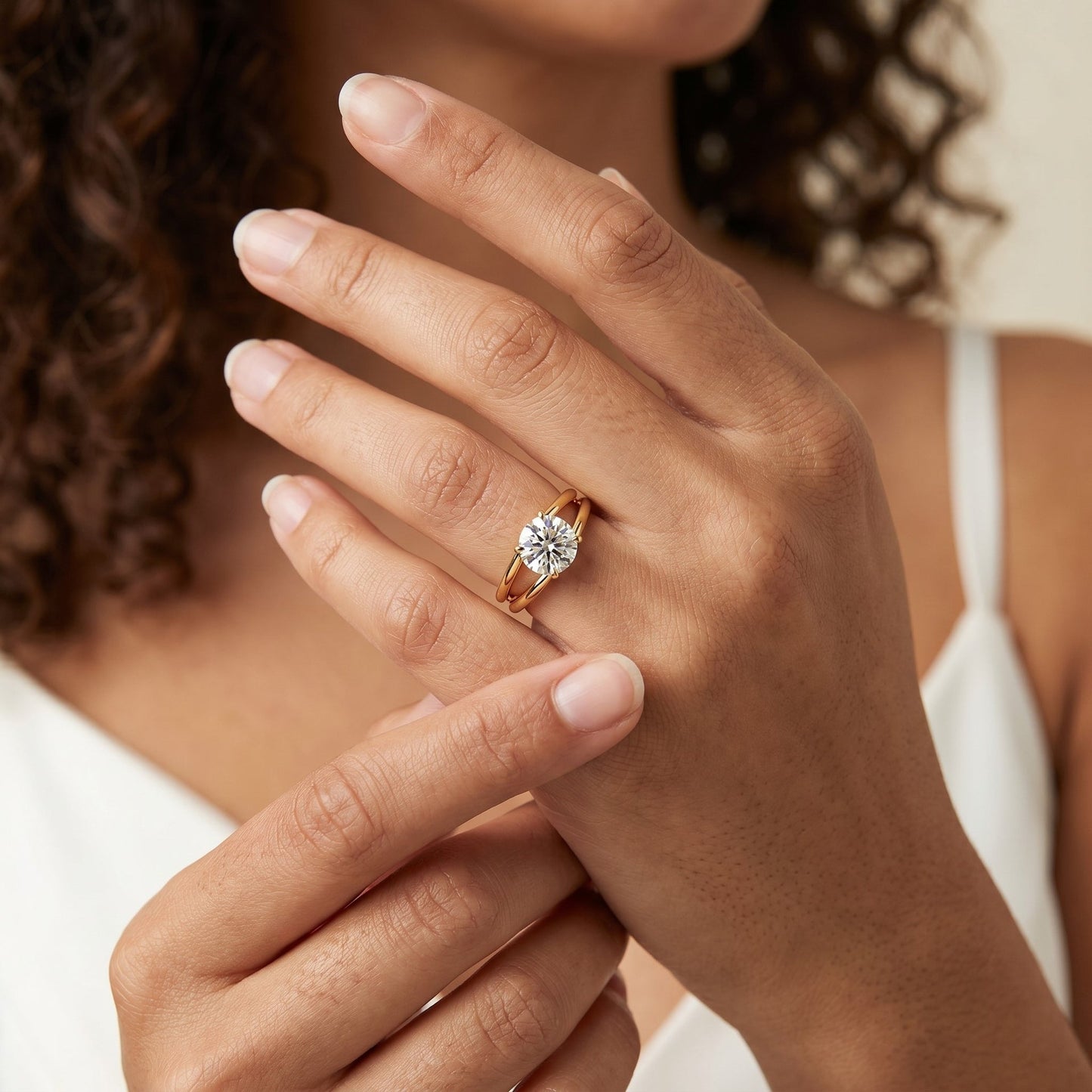 1.50 CT Round Cut Split Shank Moissanite Diamond Engagement Ring