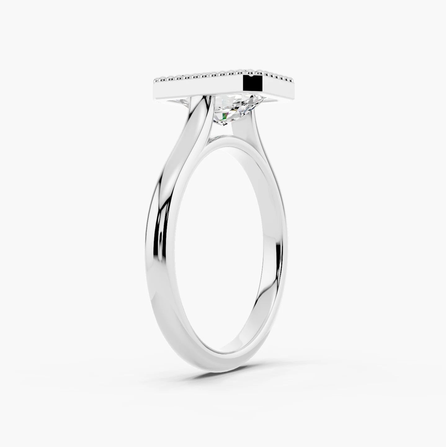 4.0CT Radiant Diamond Moissanite Unique Bezel Engagement Ring