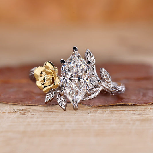 Nature Inspired Engagement Ring - Dutch Marquise