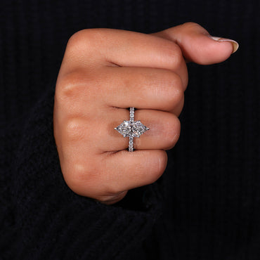 Hidden Halo Diamond Ring - Dutch Marquise Diamond