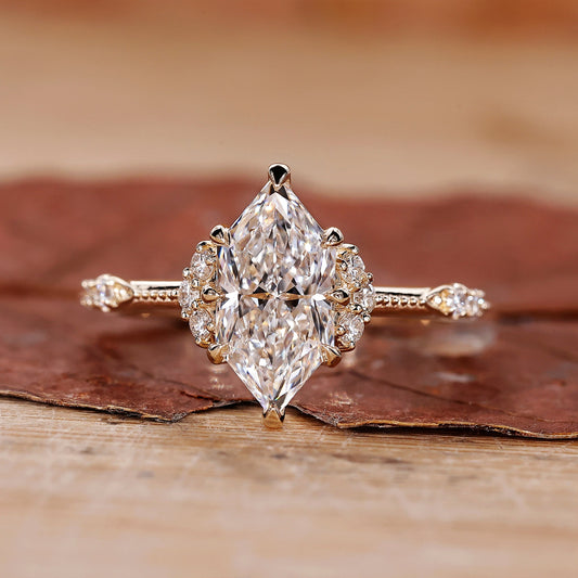 Vintage Style Dutch Marquise Diamond Engagement Ring