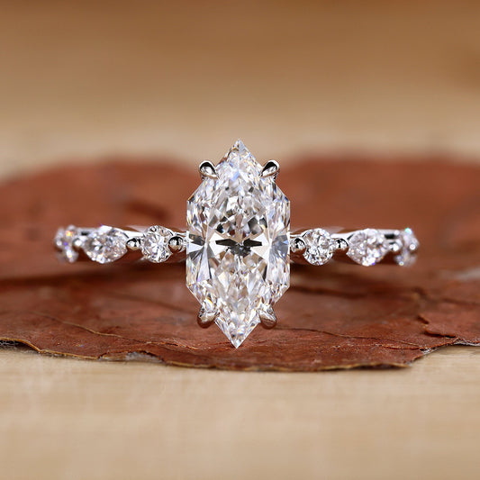 Dutch Marquise Ring with Shared Pave Style Band