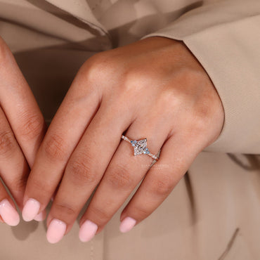 Dutch Marquise Ring - Cyan Blue Diamond