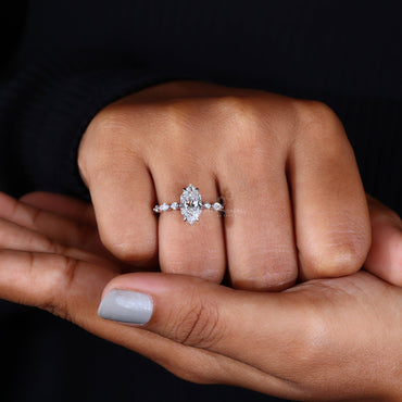 Dutch Marquise Ring with Shared Pave Style Band