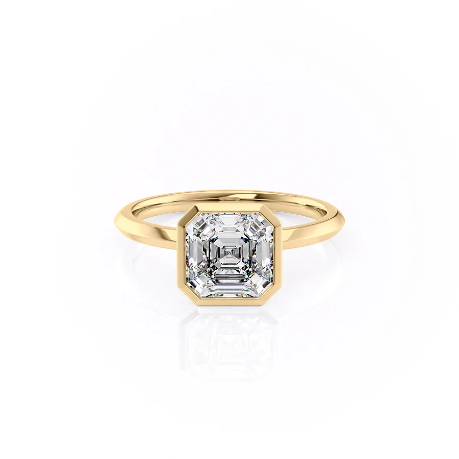 1.0CT Asscher Diamond Moissanite Bezel Engagement Ring