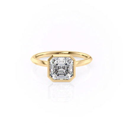 1.0CT Asscher Diamond Moissanite Bezel Engagement Ring