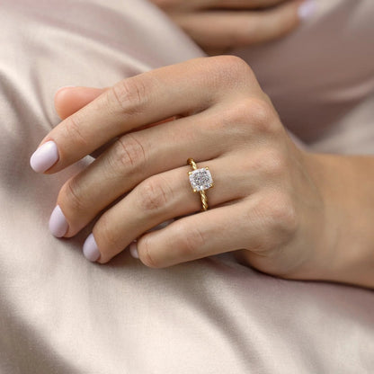 1.0CT Cushion Cut Diamond Moissanite Thread Engagement Ring