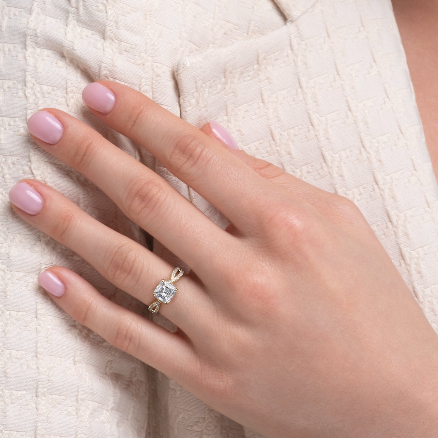 1.50 CT Asscher Cut Infinity Moissanite Diamond Engagement Ring