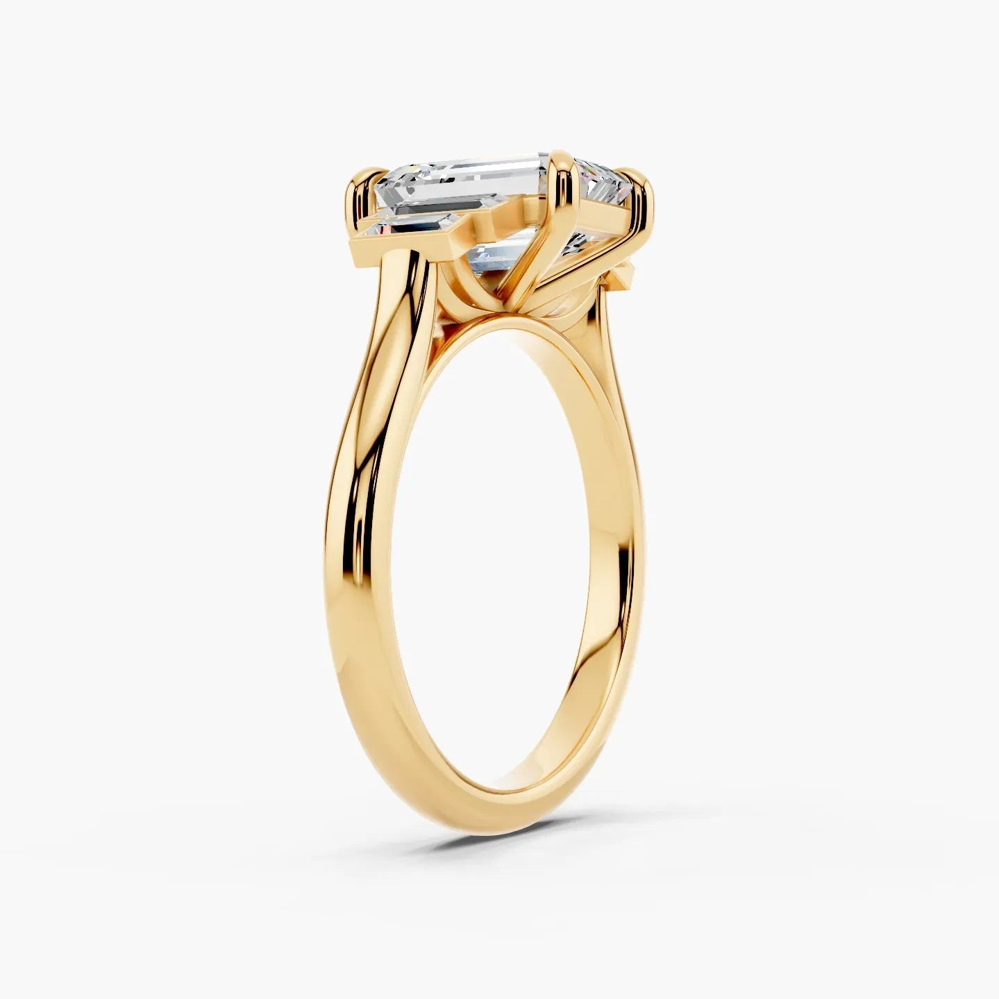 1.50 CT Emerald Cut Five Stone Moissanite Diamond Engagement Ring