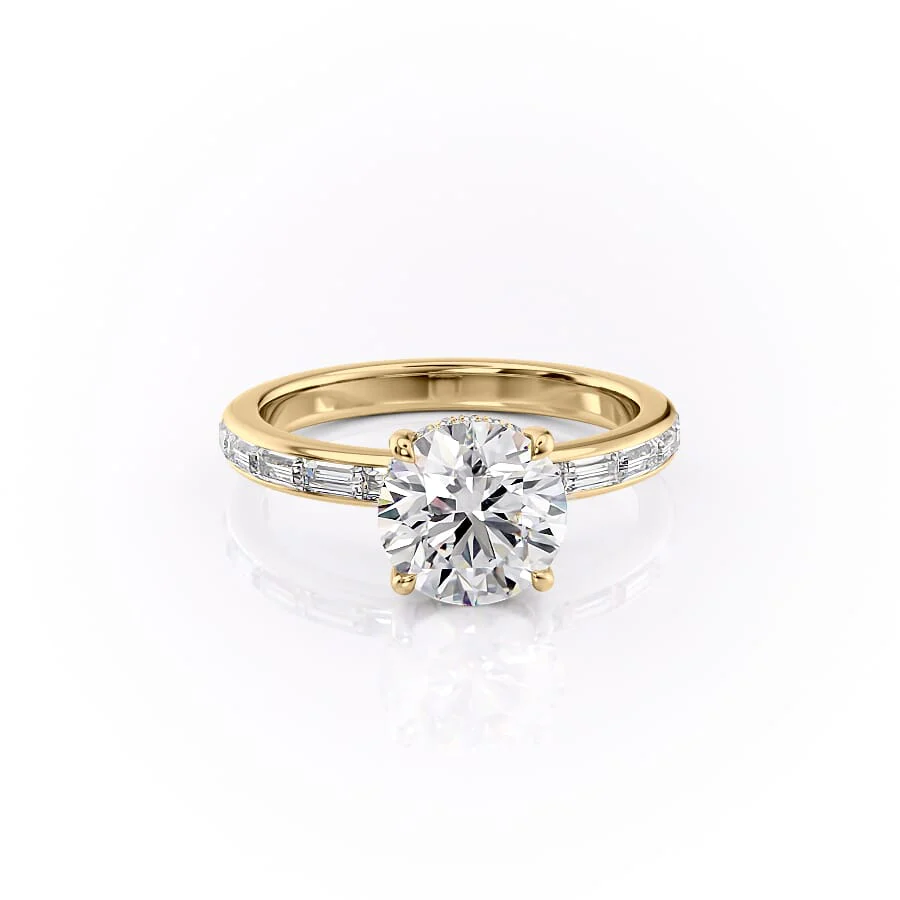 1.50 CT Round Cut Moissanite Diamond Pave Engagement Ring