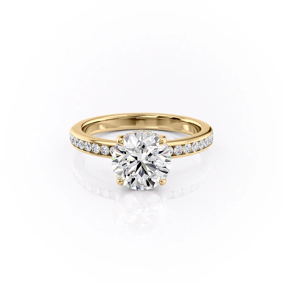 1.50 CT Round Cut Pave Moissanite Diamond Engagement Ring