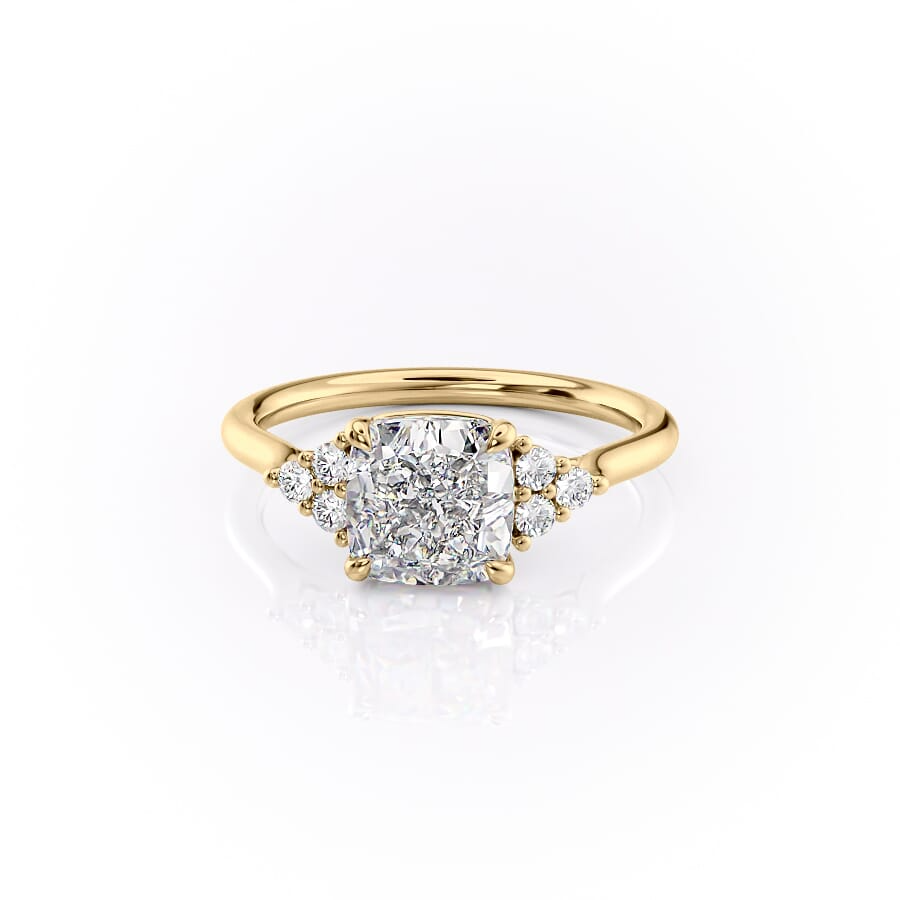 1.50 CT Cushion Cut Cluster Moissanite Diamond Engagement Ring