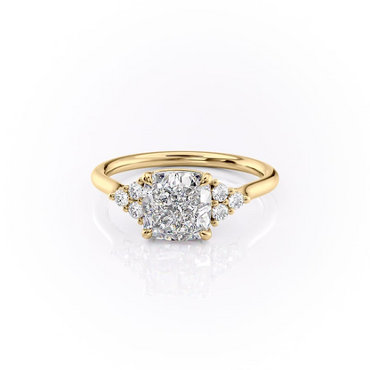 1.50 CT Cushion Cut Cluster Moissanite Diamond Engagement Ring