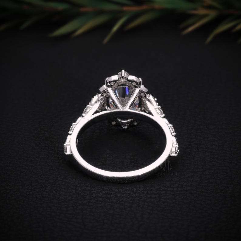2.5 CT Oval Cut Moissanite Solitaire Ring with Vintage Halo, Solid 10K/14K/18K Gold Floral Bridal Ring, Dainty Stacking Promise Ring for Her