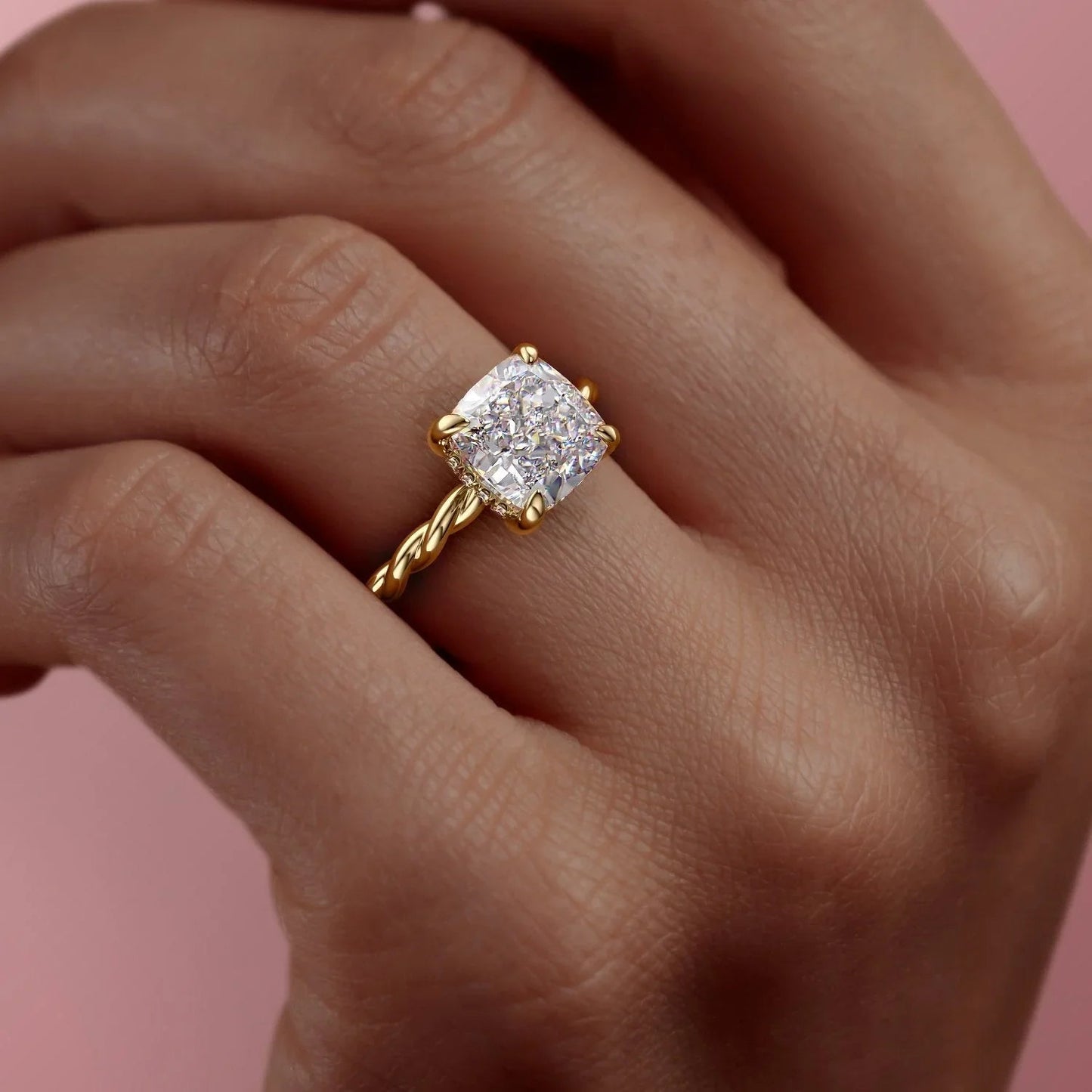 1.0CT Cushion Cut Diamond Moissanite Thread Engagement Ring
