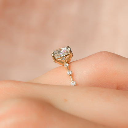1.0CT Cushion Diamond Moissanite Petite Pave Engagement Ring
