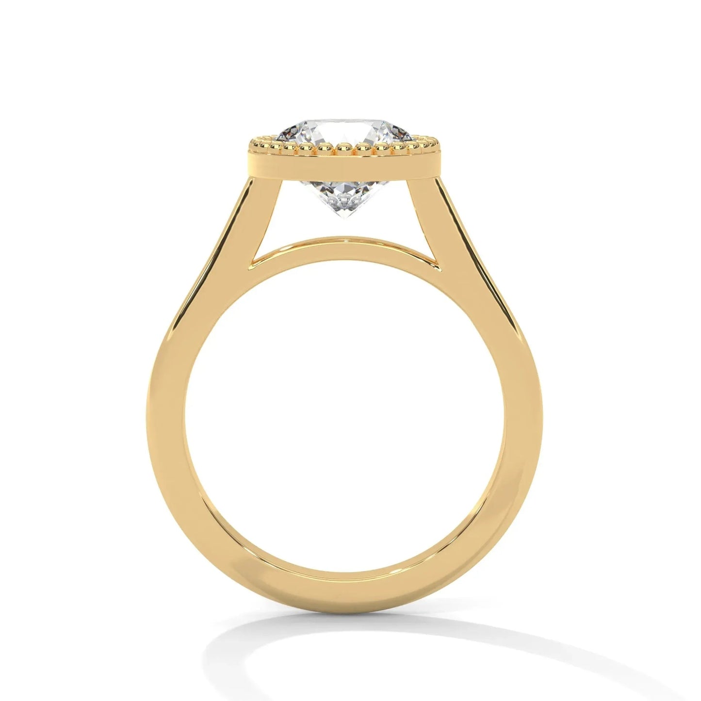 1.0CT Round Diamond Moissanite Unique Bezel Engagement Ring