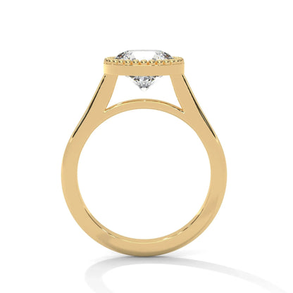 1.0CT Round Diamond Moissanite Unique Bezel Engagement Ring