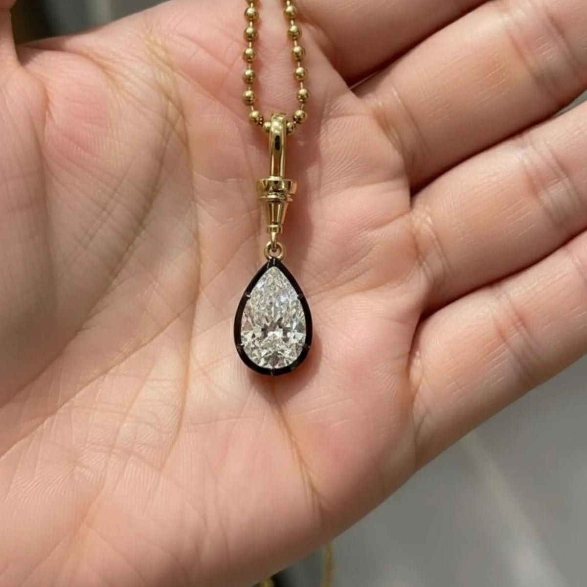 Antique Georgian Style 3ct Pear Cut Lab Diamond Pendent