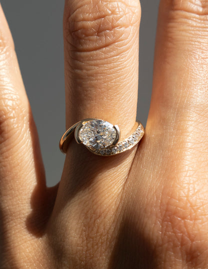 2.0CT Oval Cut Moissanite Unique Pave Diamond Engagement Ring