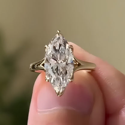 2.5ct Marquise Cut Moissanite Diamond Engagement in 10K Gold