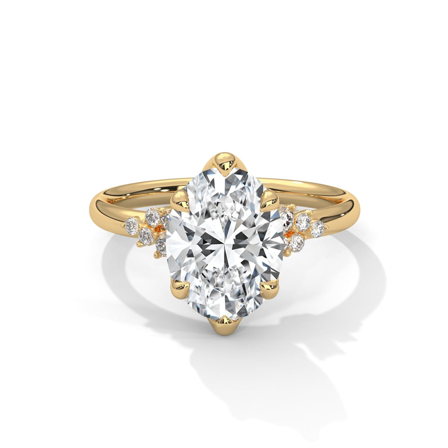3.50 CT Oval Cut Unique Cluster Moissanite Diamond Engagement Ring