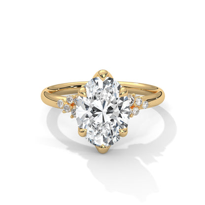 3.50 CT Oval Cut Unique Cluster Moissanite Diamond Engagement Ring