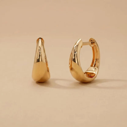 Chunky Teardrop Hoop Earrings for Women in 14K Gold Plated