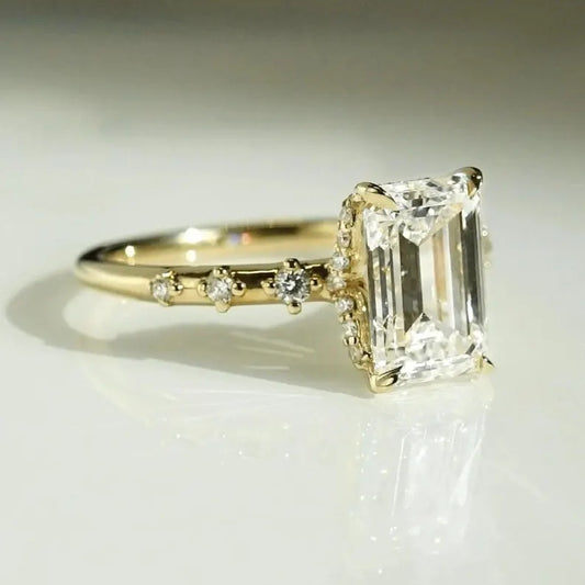 Floating Bubble Prong Set Accent Band Ring