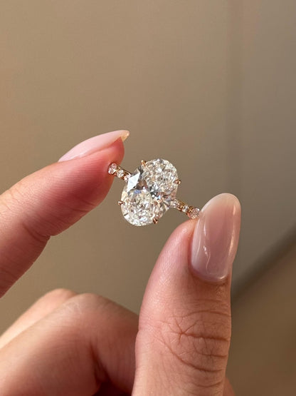 Oval Cut Engagement Ring Alternating Marquise Round Band