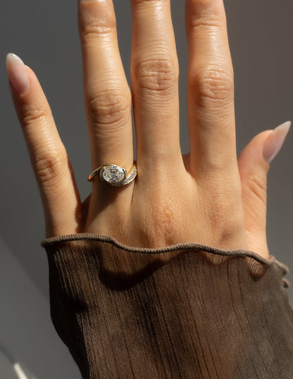 2.0CT Oval Cut Moissanite Unique Pave Diamond Engagement Ring