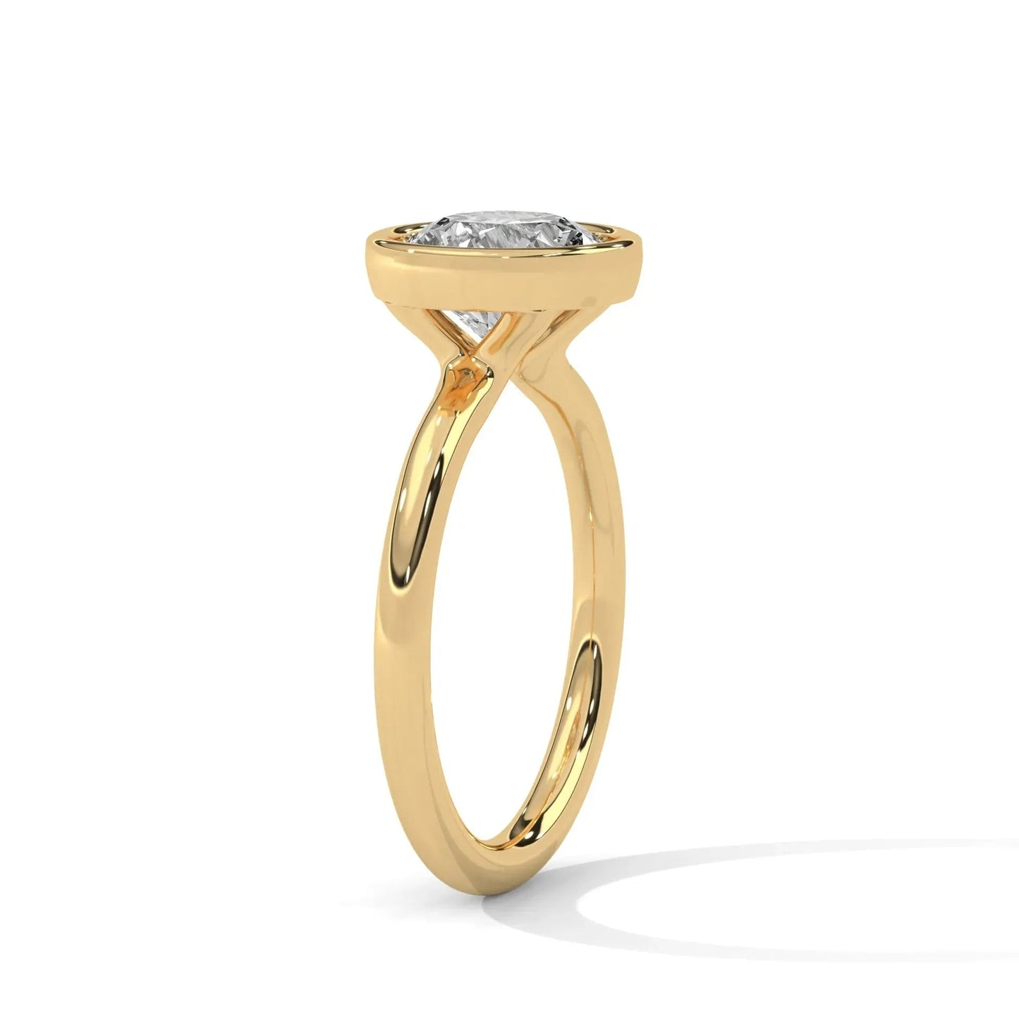1.0CT Round Diamond Moissanite Bezel Engagement Ring
