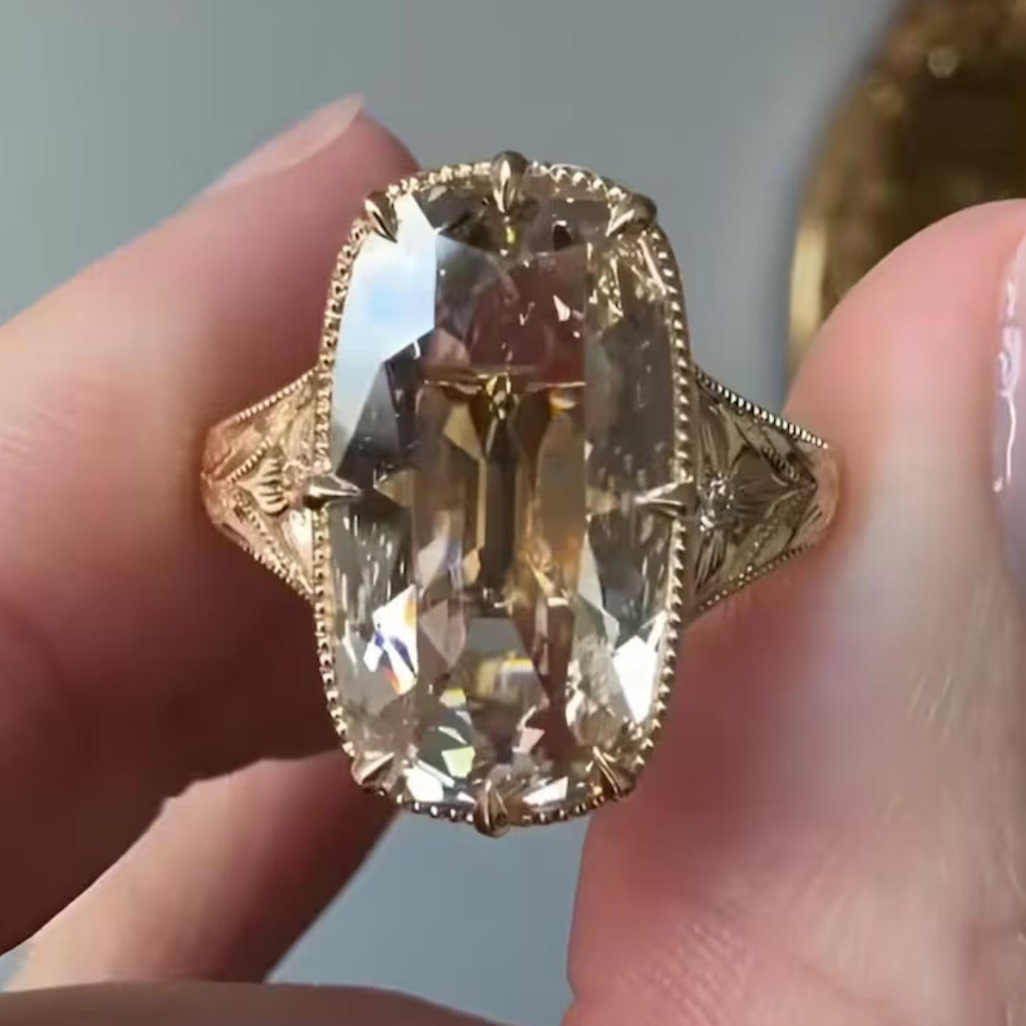 Old Mine 6 CT Elongated Cushion Cut Moissanite Diamond Engagement Ring,14K Solid Gold Promise Ring, Antique Bezel Set Wedding Ring, Anniversary Ring