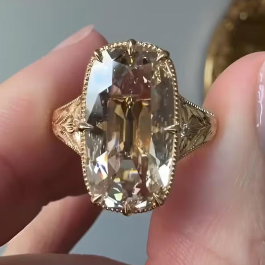 Old Mine 6 CT Elongated Cushion Cut Moissanite Diamond Engagement Ring,14K Solid Gold Promise Ring, Antique Bezel Set Wedding Ring, Anniversary Ring