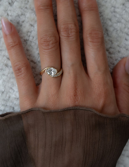 2.0CT Oval Cut Moissanite Unique Pave Diamond Engagement Ring