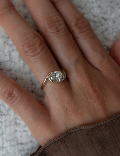 2.0CT Oval Cut Moissanite Unique Pave Diamond Engagement Ring