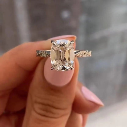 Old Mine 3CT Cushion Cut Lab Grown Engagement Ring in Gold