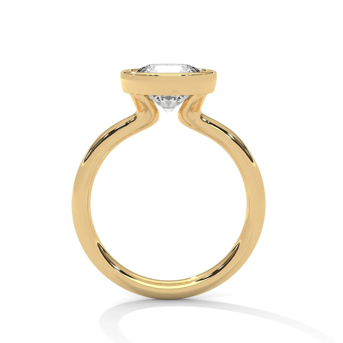 1.0CT Round Diamond Moissanite Bezel Engagement Ring