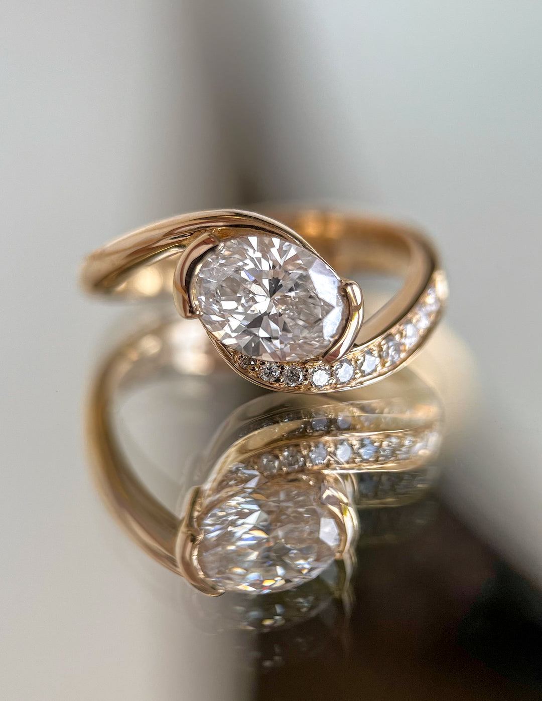 2.0CT Oval Cut Moissanite Unique Pave Diamond Engagement Ring