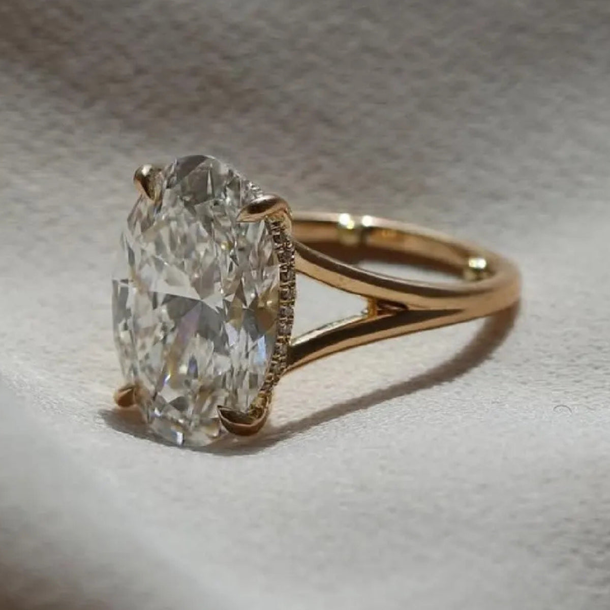 2.5 CT Oval Cut Hidden Halo Moissanite Solitaire Ring Gift