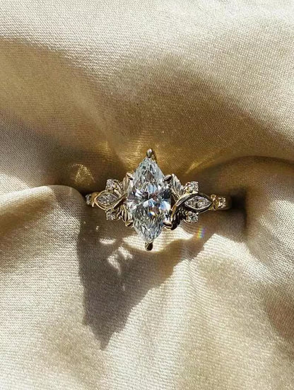3 CT Marquise Moissanite Engagement Ring in 14K Yellow Gold | Pinsh Diamond